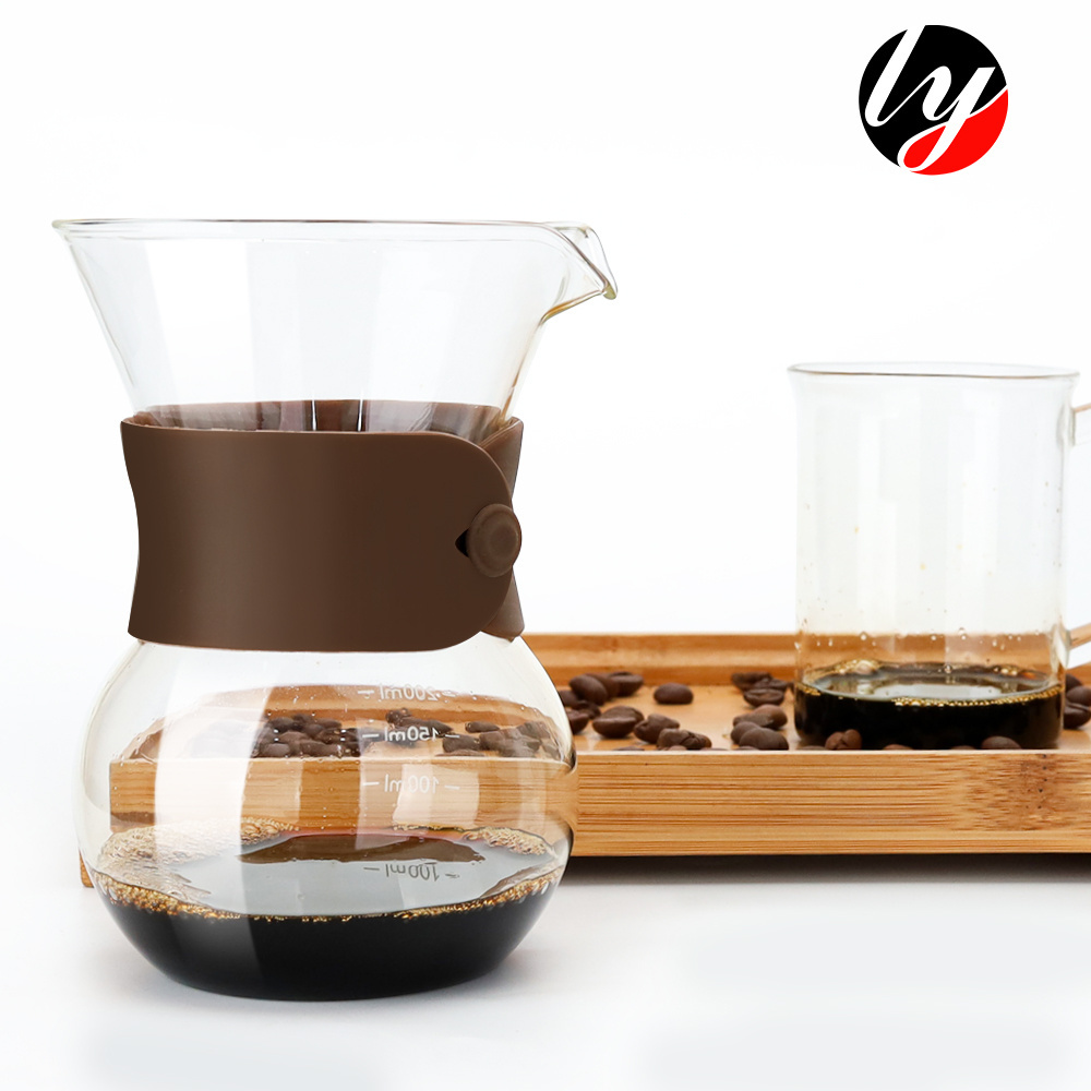 400ML Heat Resistant Glass Coffee Tea Maker Pour Over Coffee Pot Double Wall Stainless Steel Filter BPA-FREE