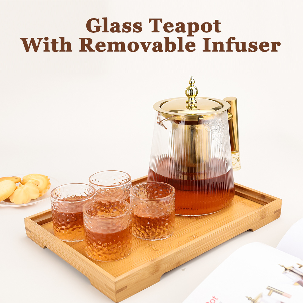 Wholesale Borosilicate Glass Teapot Blooming and Loose Leaf Tea Maker Tea Brewer for Camping