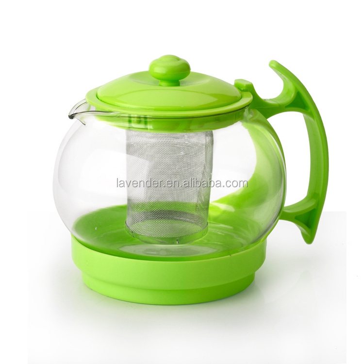 1100ML Modern Russian Hot Plastic Glass Teapot With Handle