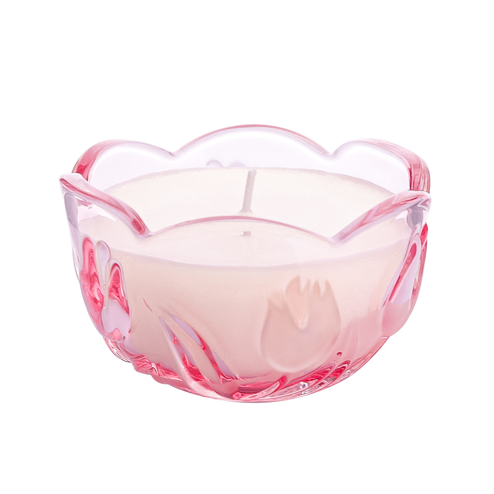 Heart Shaped Glass Case Candle Holder Embossed Jar With Lid Glass