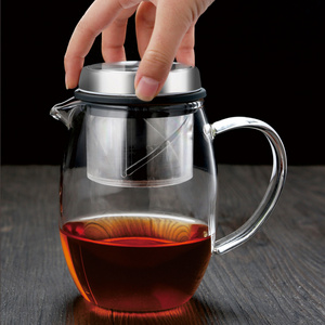 Hot Sale Classic Blooming Tea Kettle Pot Sets Maker Clear Hight Borosilicate Glass Teapot With Stainless Steel Infuser