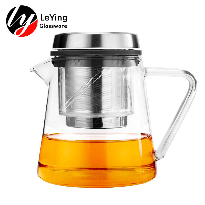 Hot Sale Classic Blooming Tea Kettle Pot Sets Maker Clear Hight Borosilicate Glass Teapot With Stainless Steel Infuser