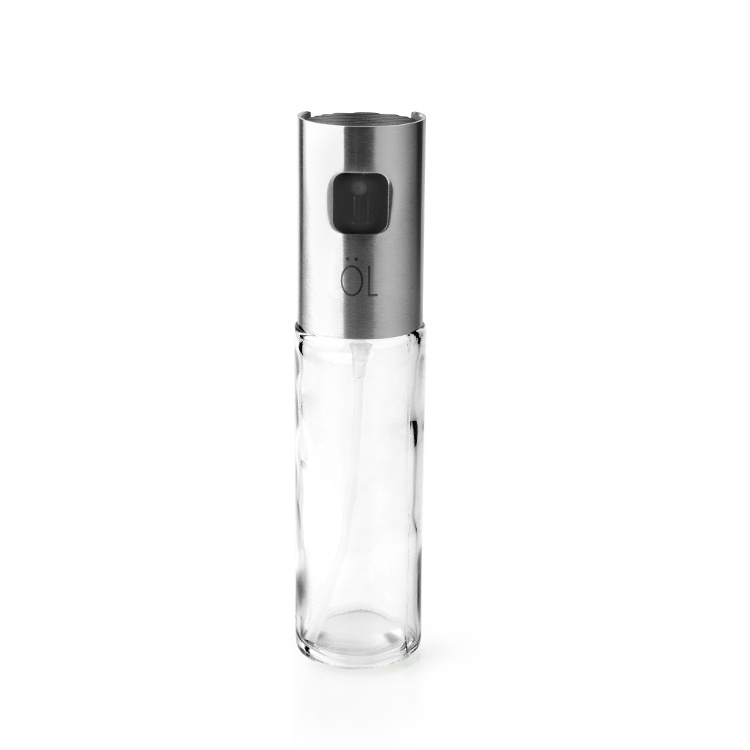 Kitchen Cooking Oil and Vinegar Dispenser Glass Bottle Set Stainless Steel Cap Oil Vinegar Sprayer Dispenser