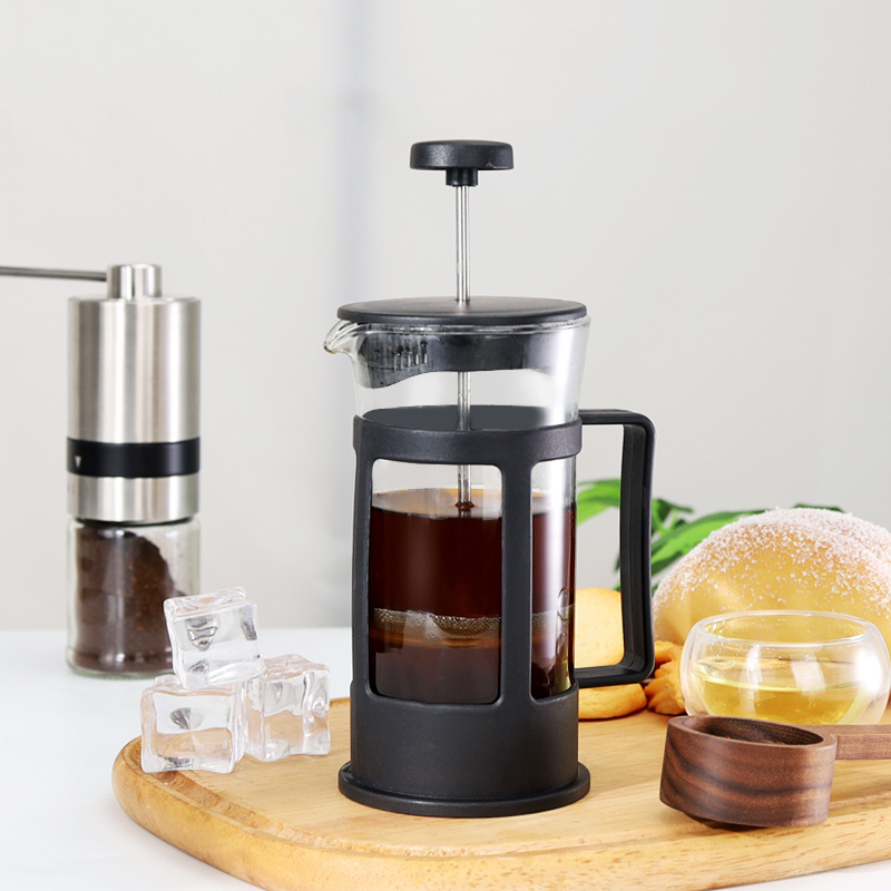 350ml/600ml/800ml borosilicate glass and stainless steel french press glass coffee pot coffee maker BPA free PP frame