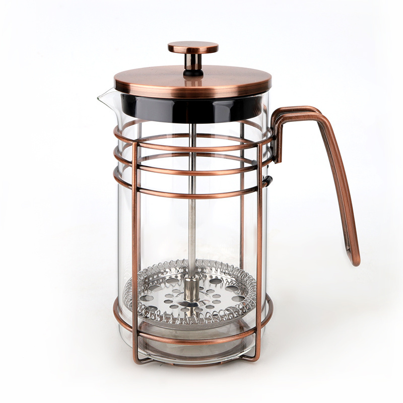 1.0L / 34 oz Chrome Tea Coffee Press Premium Borosilicate Glass French Press Coffee Maker With Stainless Steel Coffee Filter