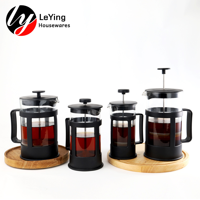 350ml/600ml/800ml borosilicate glass and stainless steel french press glass coffee pot coffee maker BPA free PP frame