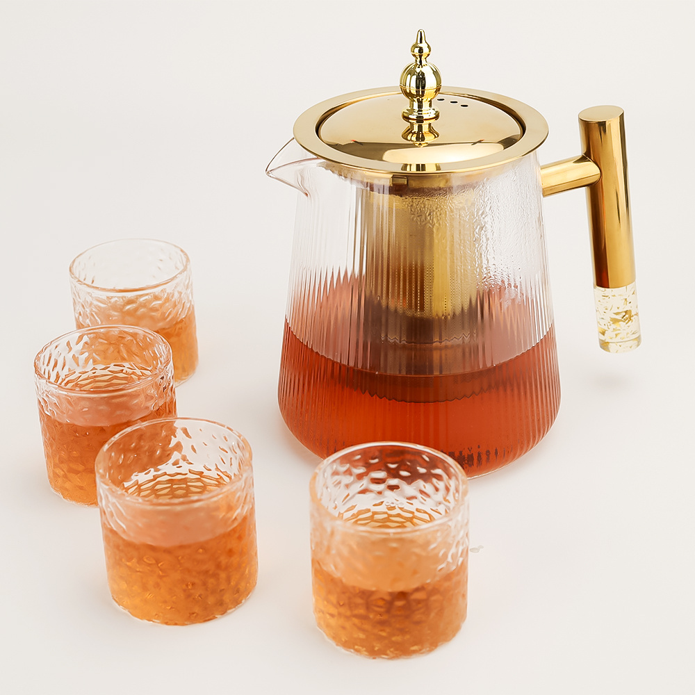 Wholesale modern japanese infuser kettle set transparent glass teapot tea pot with infuser