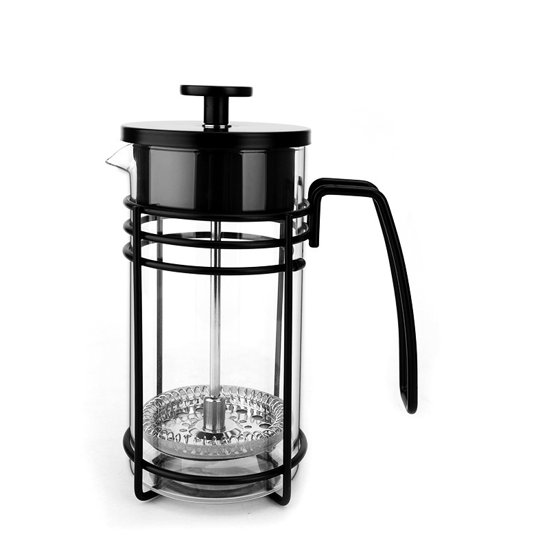 1.0L / 34 oz Chrome Tea Coffee Press Premium Borosilicate Glass French Press Coffee Maker With Stainless Steel Coffee Filter