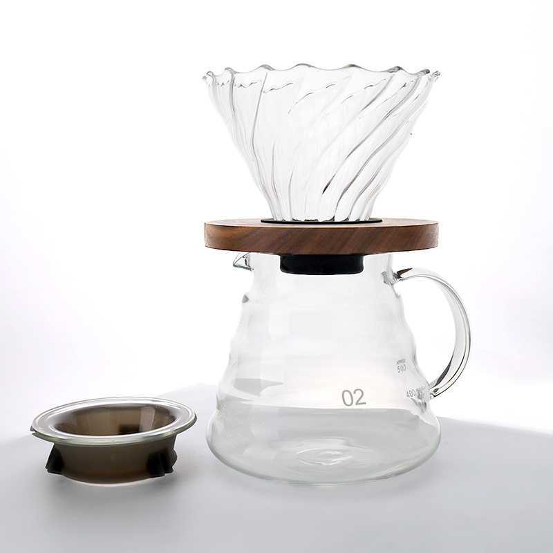 Hand Drip Coffee Cold Brew  Coffee Filter Glass Share Pot For Pour Over Coffee Maker With Stand Set