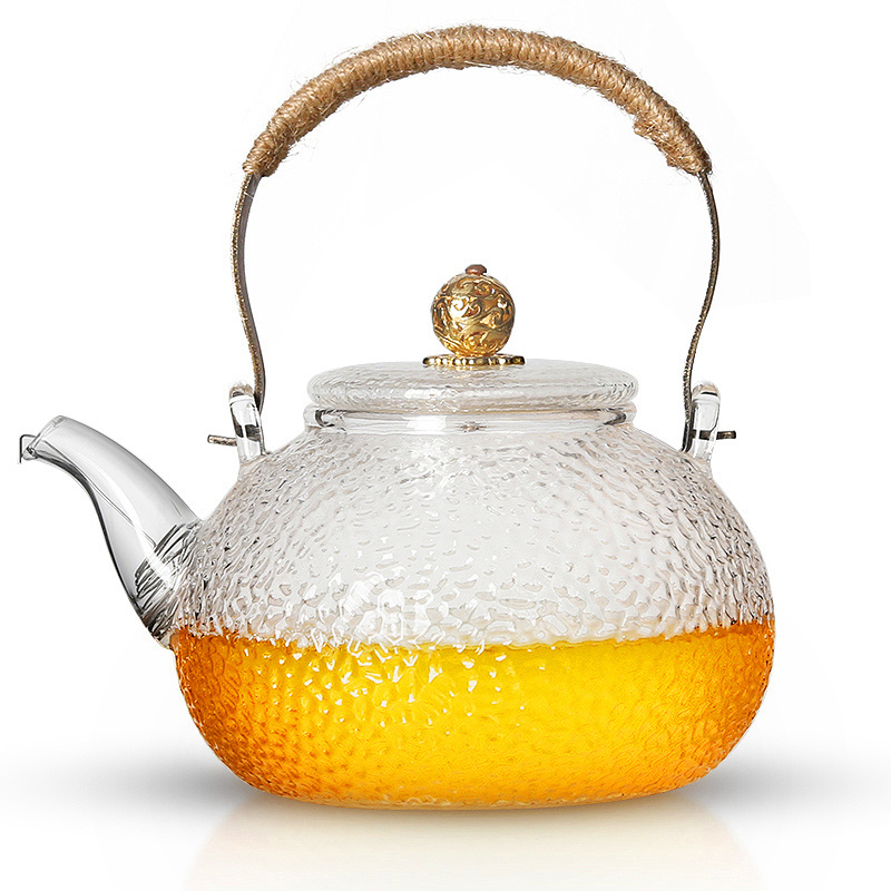 Japanese Borosilicate Glass Loose Leaf  Large Teapot Handle Tea Kettle For Blooming Loose Tea Leaf Electric Stove Safe With Cups