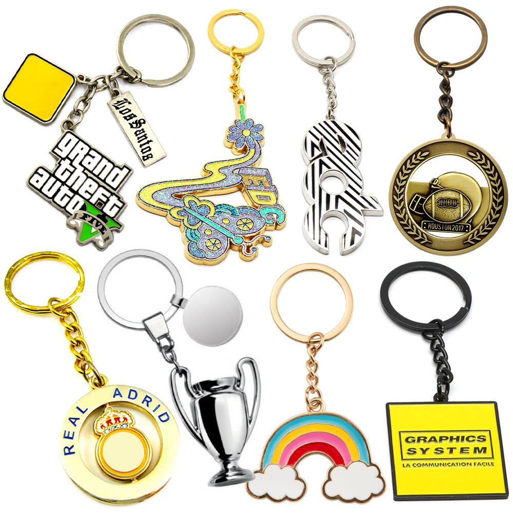 Custom Logo Spinning Engraved Metal Keychains Floating Keychain 3d