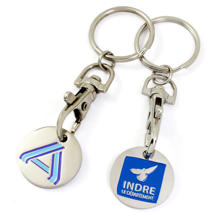 Shopping Trolley Pound Coin Token Key Ring, Supermarket Locker Coin Trolley Token Keyrings