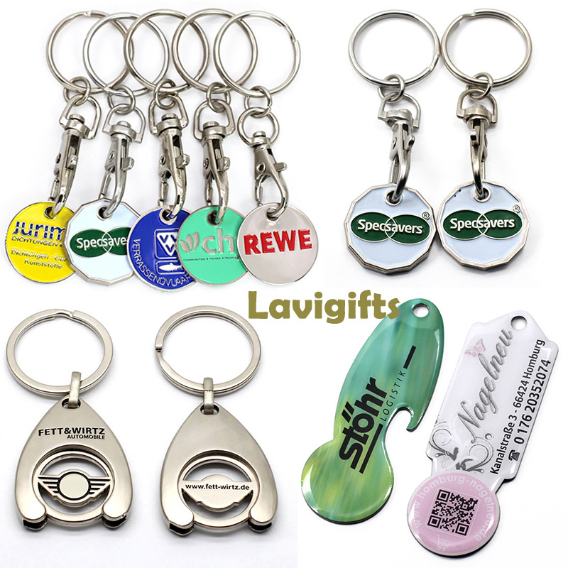 Shopping Trolley Pound Coin Token Key Ring, Supermarket Locker Coin Trolley Token Keyrings