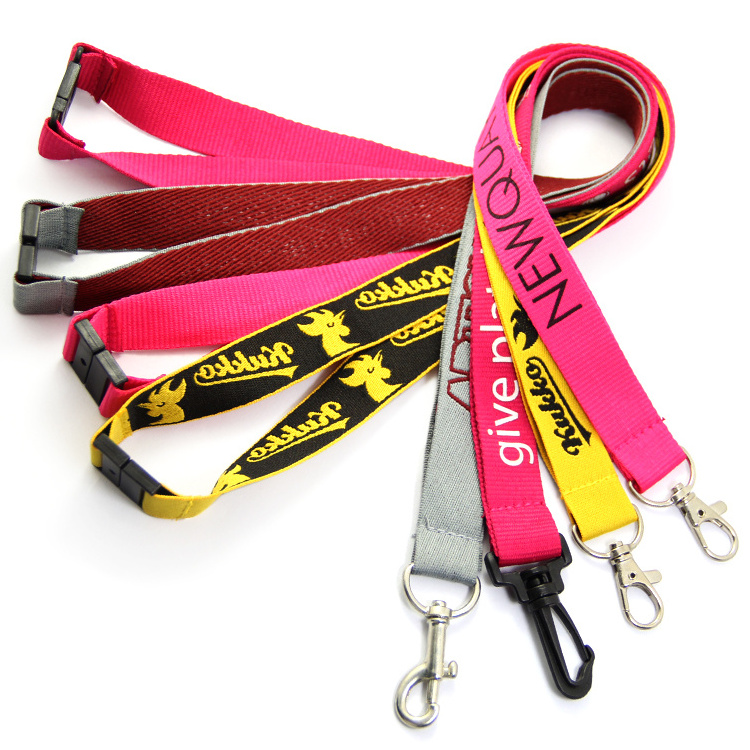 Wholesale Personalizado Plain Retractable Printed Logo Nylon Polyester Neck Strap Sublimation Custom Lanyard With Buckle