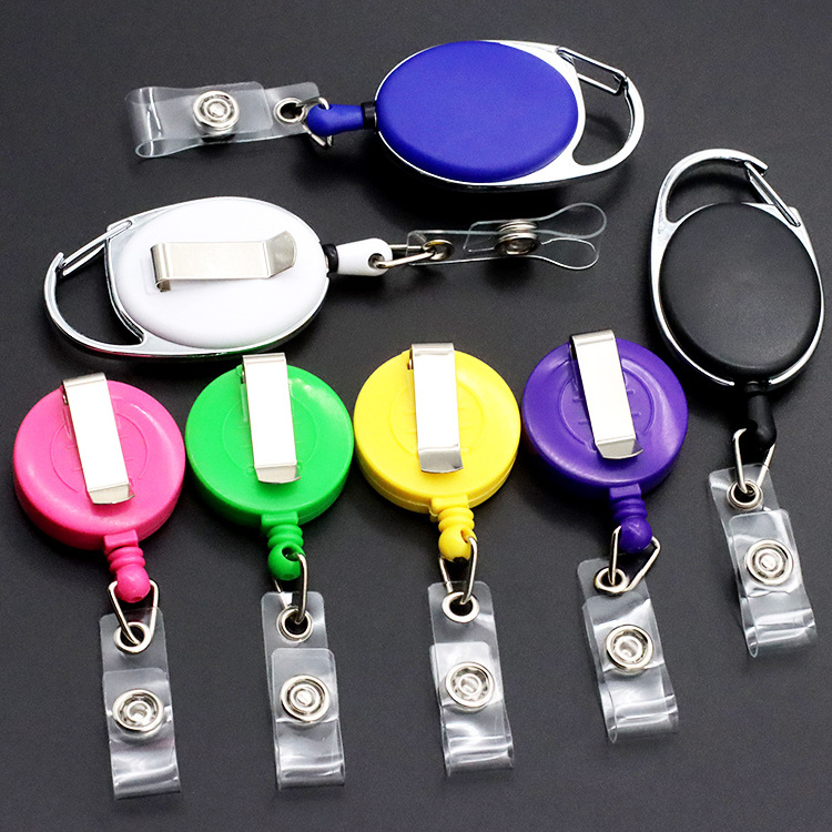 Custom Design Black Plain Sublimation Blank Medical Nurse Retractable Clip Key Holder Id Card Badge Reel Holder