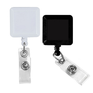 Id Card Holder Square Shape Abs Plastic Decorative Square Badge Reels Medical Badge Reel