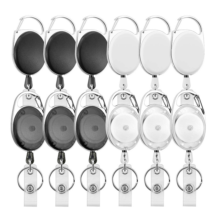 Custom Design Black Plain Sublimation Blank Medical Nurse Retractable Clip Key Holder Id Card Badge Reel Holder