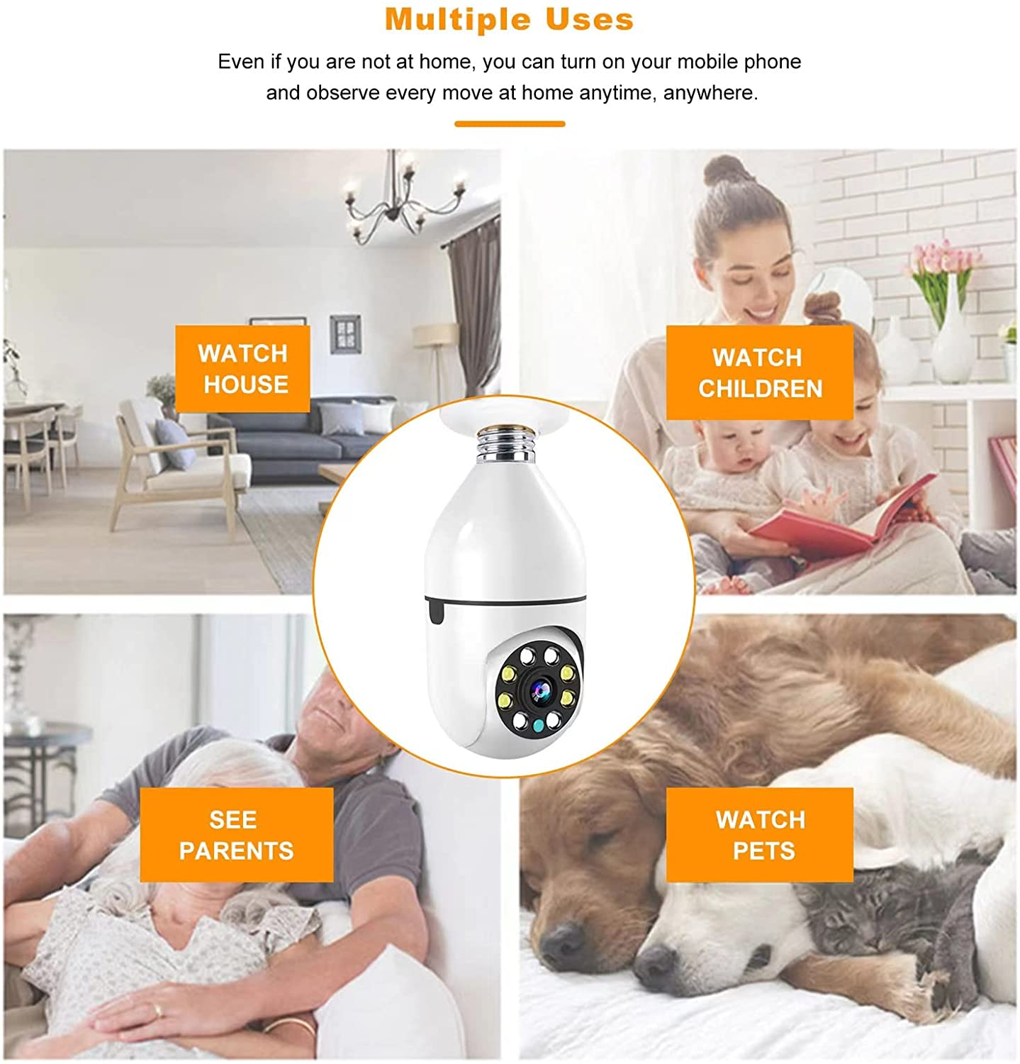 PIX-LINK Smart Home Camera Bulb 360 Wifi 2MP 3MP 5MP Camera Cctv 360 Degree Pnaoramic Wireless Night Vision Light Bulb Security Camera