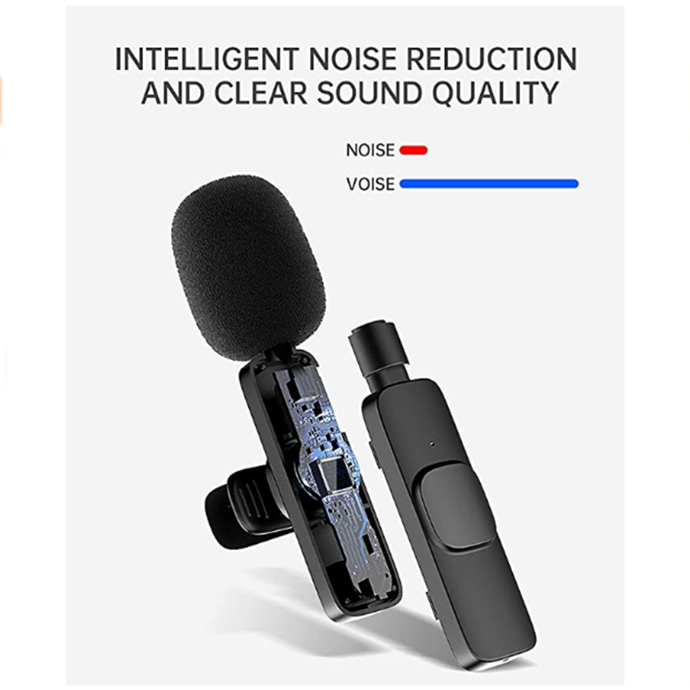 PIX-LINK 2023 New 1 Drag 2 Microphone Lavalier 2.4GHz 2 in 1 Portable Mini Microphone Wireless Recording Microphone for iPhone