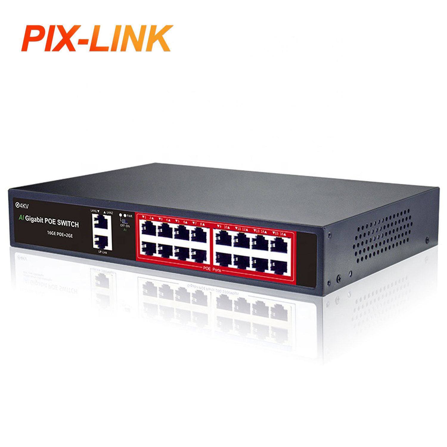 PIX-LINK POE Gigabit 16 Port Network Switch Stock Oem/odm Manufacturer Managed 4 5 8 16 24 Port Indu Signal System Surge Protector 1year