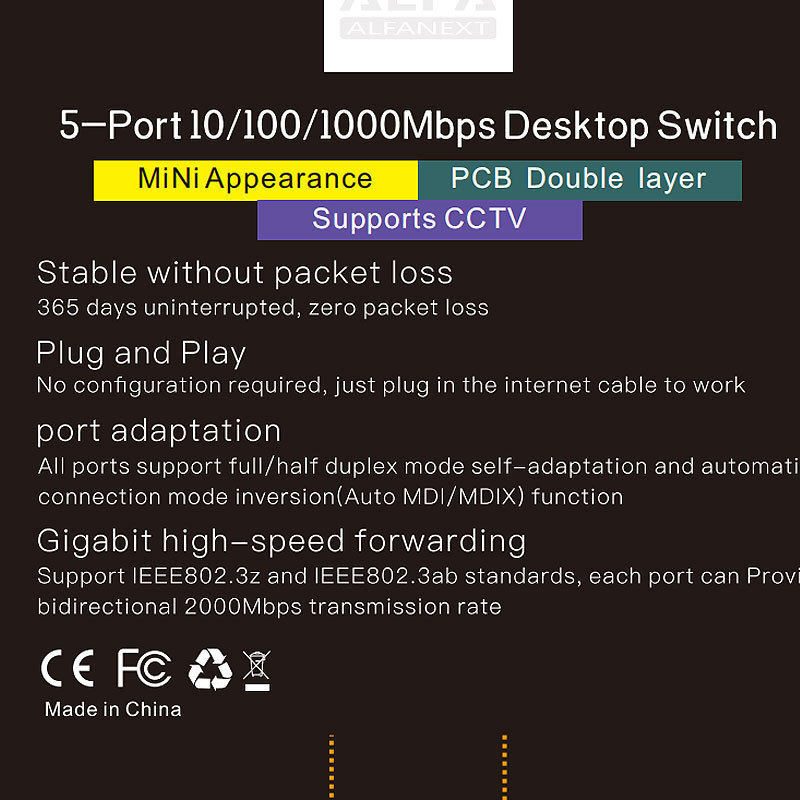 PIX-LINK OEM ODM 1000Mbps 5 Port LAN Ethernet Gigabit Network Switch