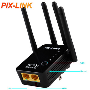 PIX-LINK Wifi Repetidor Wireless Mini Router Wifi Repeater Extender Booster WR16Q Hot Sale Product 300mbps Black OEM ODM Wired Zte Mf289