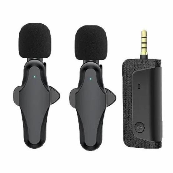 PIX-LINK 2in 1 Dual Collar Live Mini Lapel Mic Podcast Lavalier Usb 3.5MM Wireless Microphone for Mobile Phone Teachers Camera