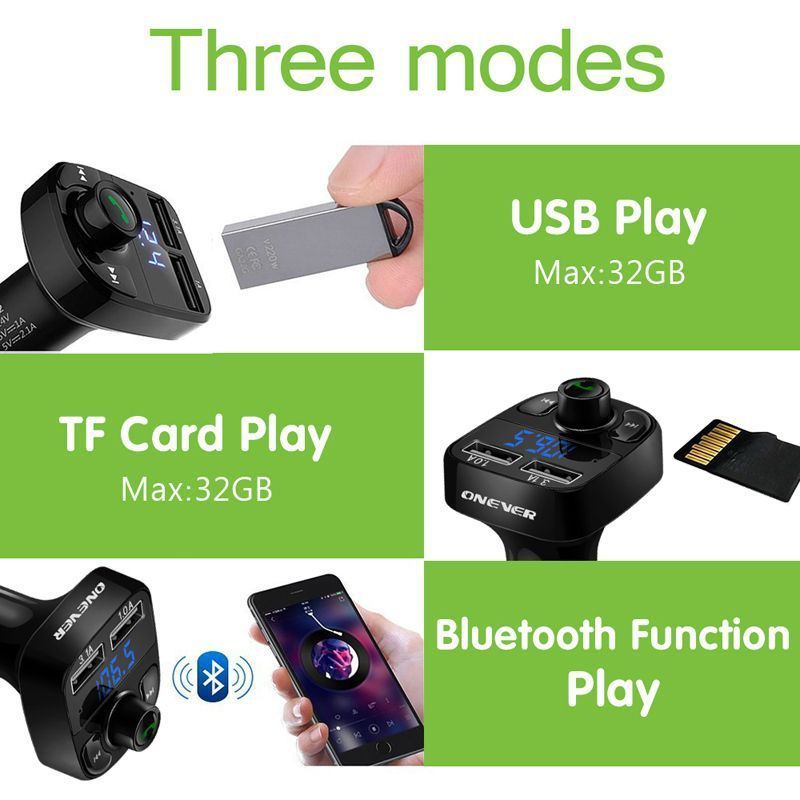 FM Transmitter Audio MP3 Player 3.1A Quick Charge Dual USB Car Charger Bluetooth Kit Receiver