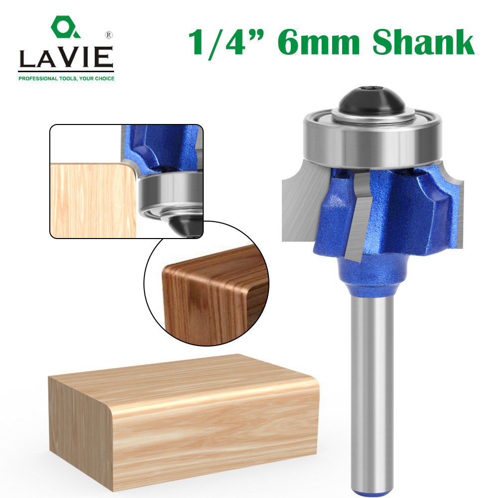 LAVIE 6mm 1/4 Shank high quality 4 flutes Router Bit set woodworking milling cutter R1 R2 R3 Trimming Knife Edge-C H07051Z4T3A