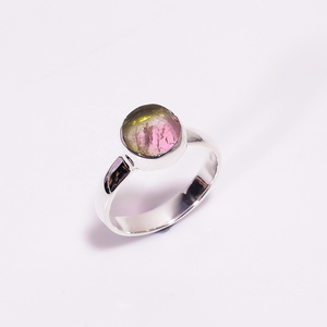 Attractive Natural Watermelon Tourmaline Gemstone Silver Ring, Popular Fruit Jewelry