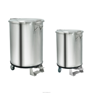 Commercial Used Trash Bin Waste Bin 100L Outdoor Pedal Trash Bin Rolling Cover Stainless Steel Carton Silver Sustainable 100pcs