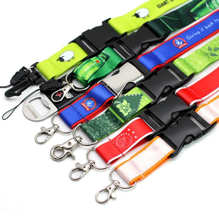 Wholesale Cheap Custom Blank Polyester Offset Printed Water Bottle Beer Drink Holder Lanyard With J Hook