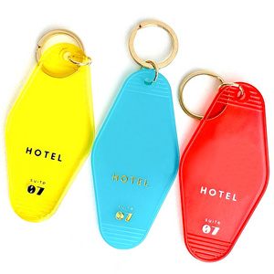 Custom Plastic Acrylic Hotel Keychain Logo with Key Ring Blank ABS Motel Keychains Key Tags Your Design Motel Keychain