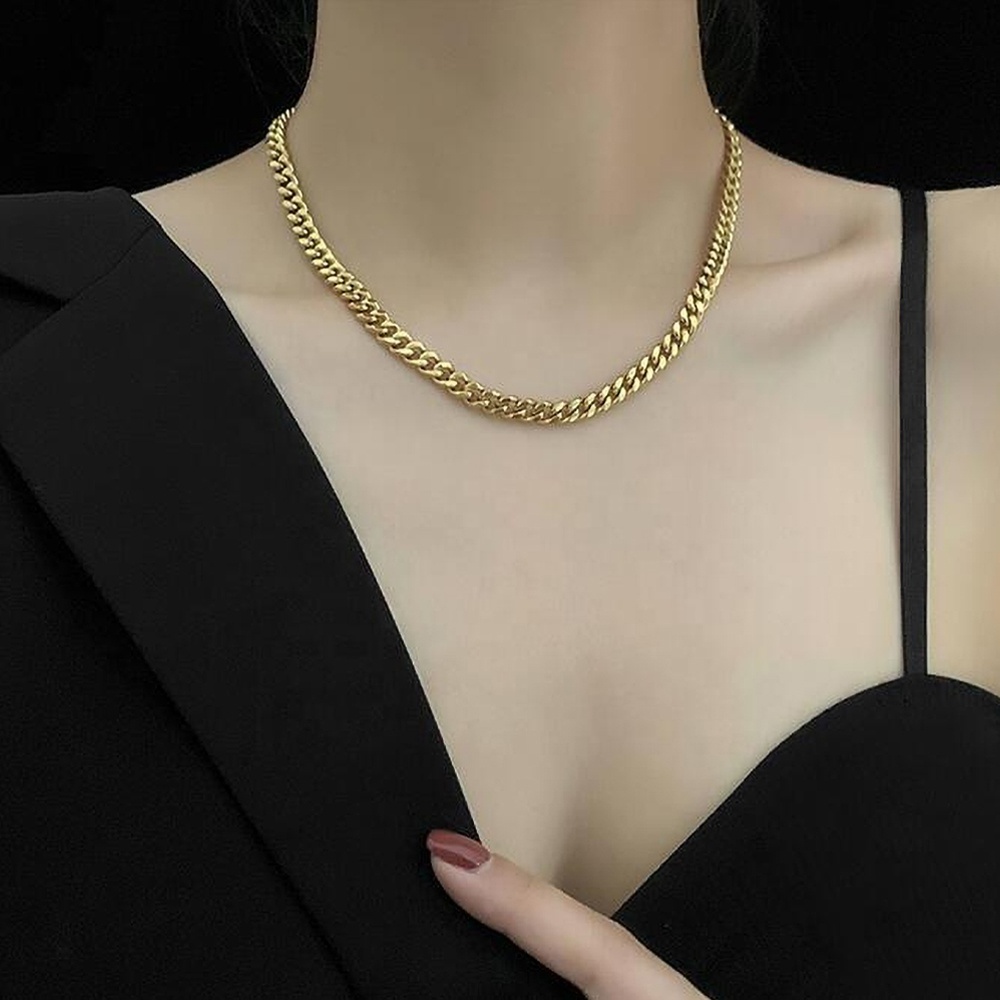 18K Gold Plated Trendy Cuban Link Chain Necklace