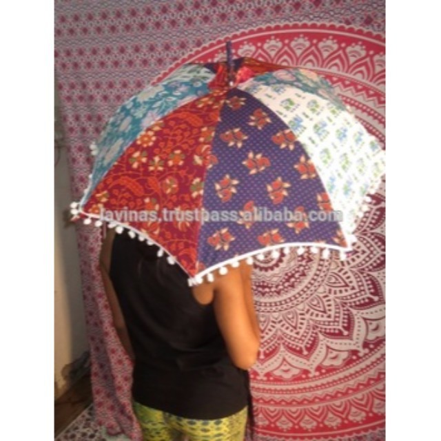 Indian Handmade Patchwork Mandala Umbrella Sun Protection Rain Parasole Umbrella