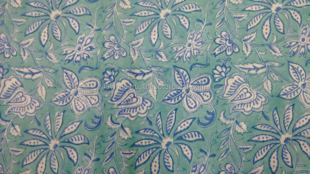 Indian Block printed Cotton Fabric Handmade Floral Print Sanganeri Fabric