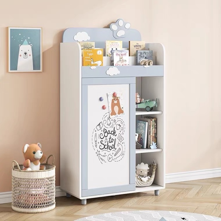 Children Blue and White Combination Locker Storage Cabinet Bedroom Closet Wardrobe Stand Hanger Cabinet