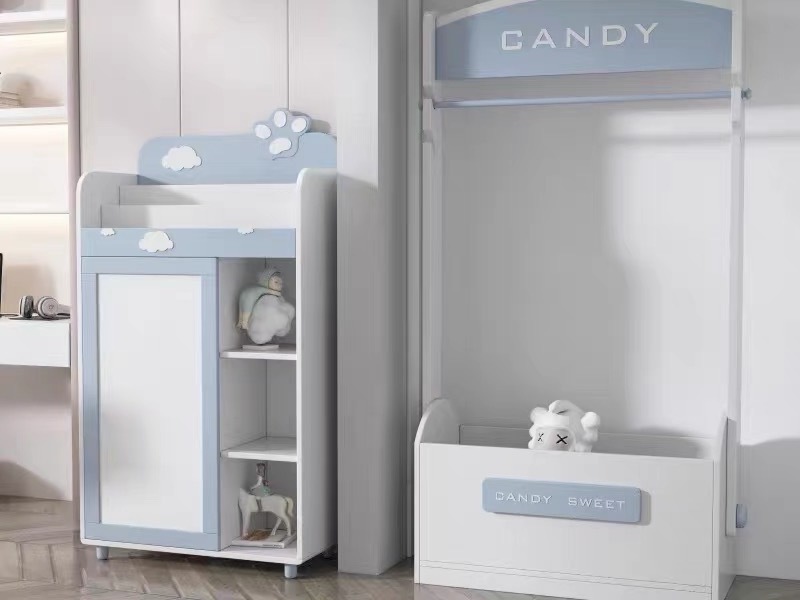 Children Blue and White Combination Locker Storage Cabinet Bedroom Closet Wardrobe Stand Hanger Cabinet