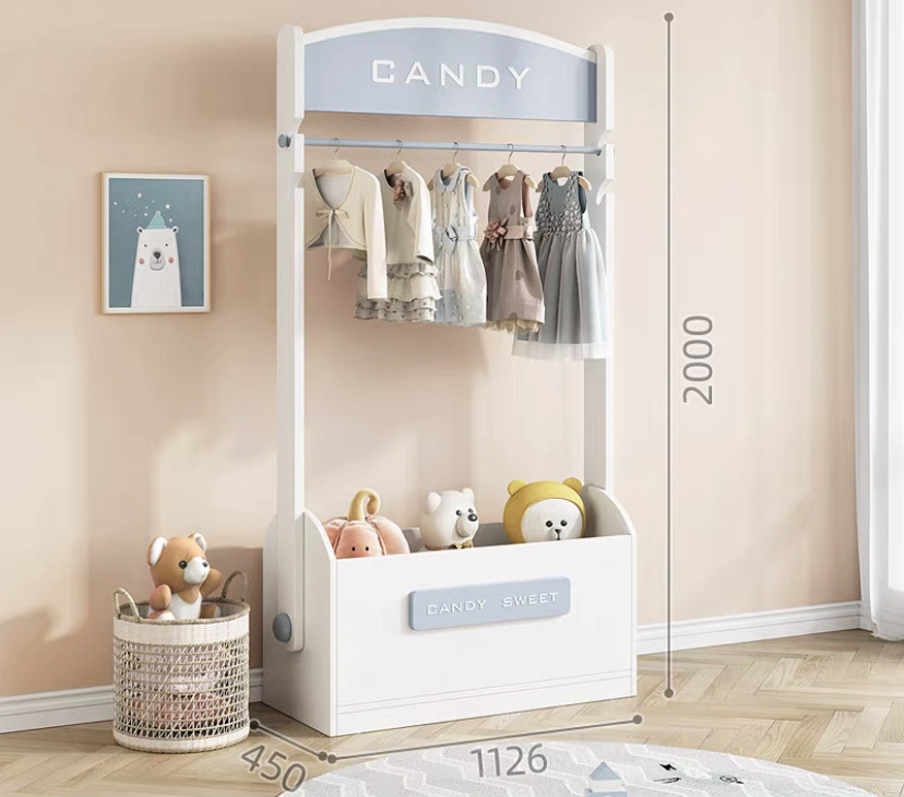 Children Blue and White Combination Locker Storage Cabinet Bedroom Closet Wardrobe Stand Hanger Cabinet