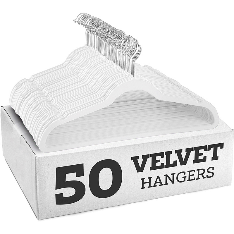 Velvet Hanger 50 Pack Space Save Non-slip Padded Rose Gold Hook Flocked White and Pink Black Velvet Shirt Coat Clothes Hangers