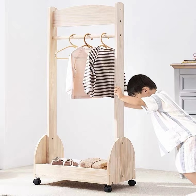 Hanger Factory Wholesale Kids Clothes Display Stand Wooden Baby Children All Age Clothing Rack