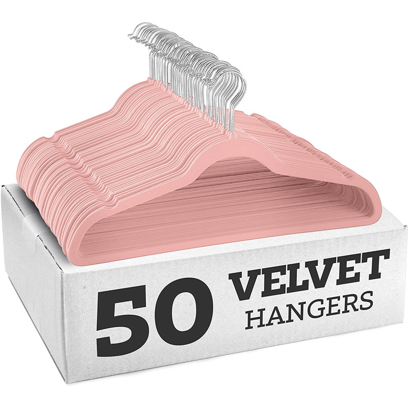 Velvet Hanger 50 Pack Space Save Non-slip Padded Rose Gold Hook Flocked White and Pink Black Velvet Shirt Coat Clothes Hangers