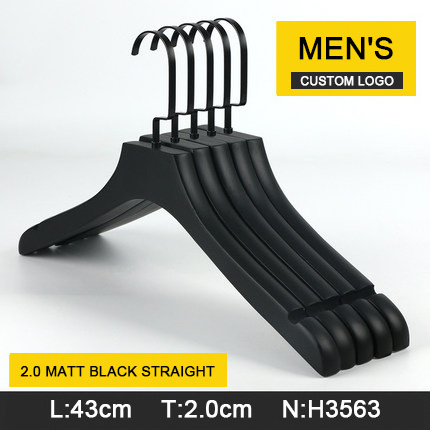 New arrival fashion boutique anti-slip black wood plastic coat hanger customized black wooden hangers for clothing store