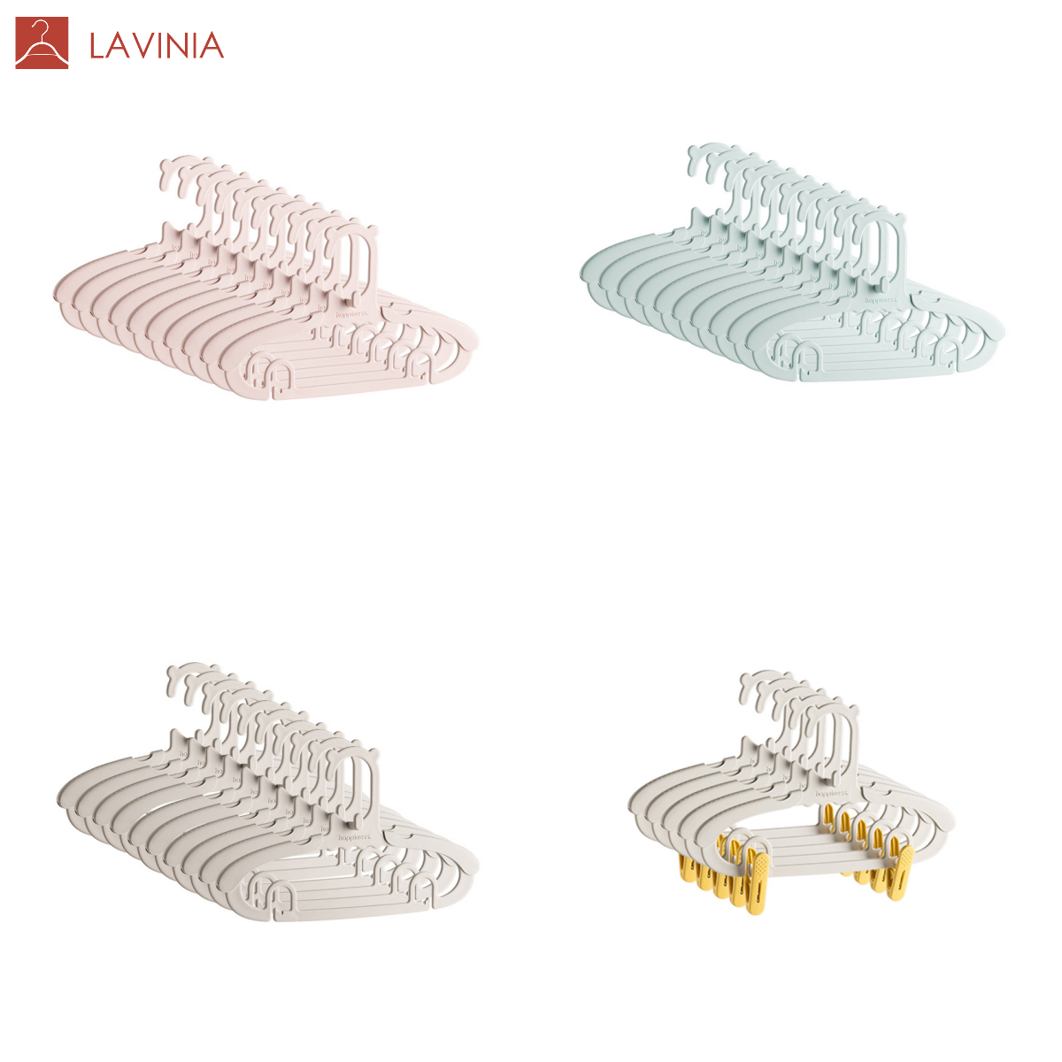 Lavinia Kids Children for Coats Pants Dress Space Saving Plastic Clothes Hanger with Hooks