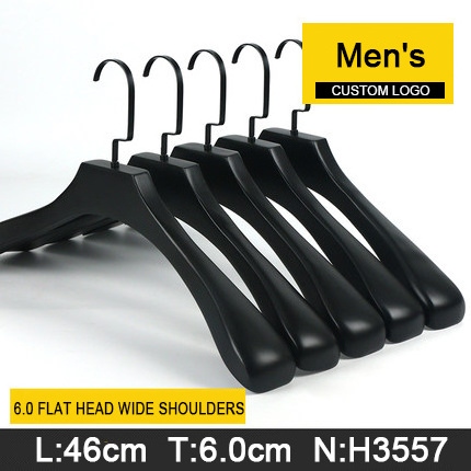 New arrival fashion boutique anti-slip black wood plastic coat hanger customized black wooden hangers for clothing store