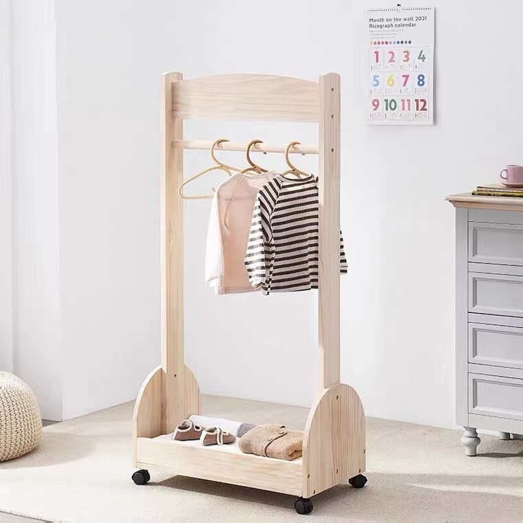 Hanger Factory Wholesale Kids Clothes Display Stand Wooden Baby Children All Age Clothing Rack