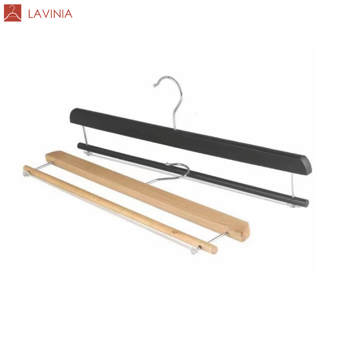 Lavinia Custom Logo Blanket Towel Pants Solid Wood Hanger Non Slip Black White Wooden Hangers