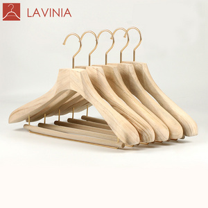 Luxury Cedar Hangers with Gold Hook with velvet bar