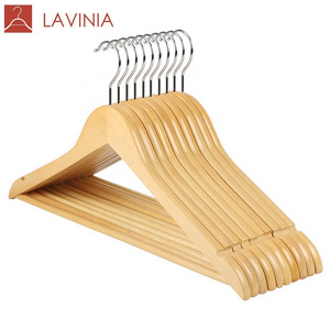 Top 1 Bestseller Low MOQ Wood Hanger Clothes Metal Hooks Clothes Percha Cabide Wooden Hanger