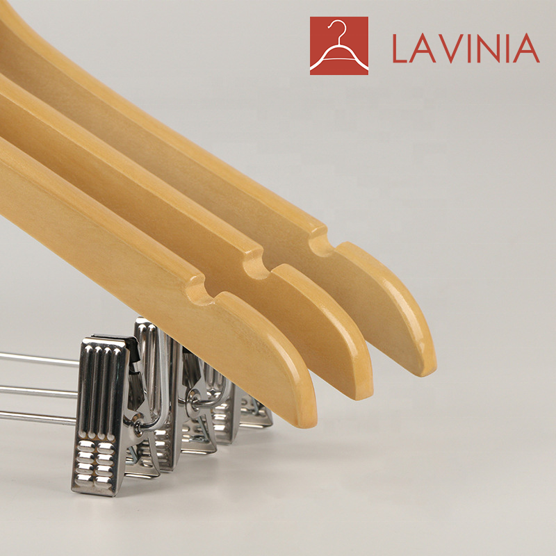 Lavinia hotel clothing store wooden hangers garment clothes rack with golden hook